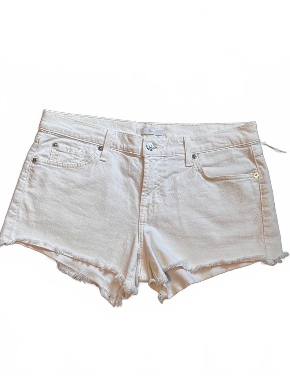 7 For All Mankind | White Denim Cutoff Shorts Sz 30 Frayed Hem Boho Y2K